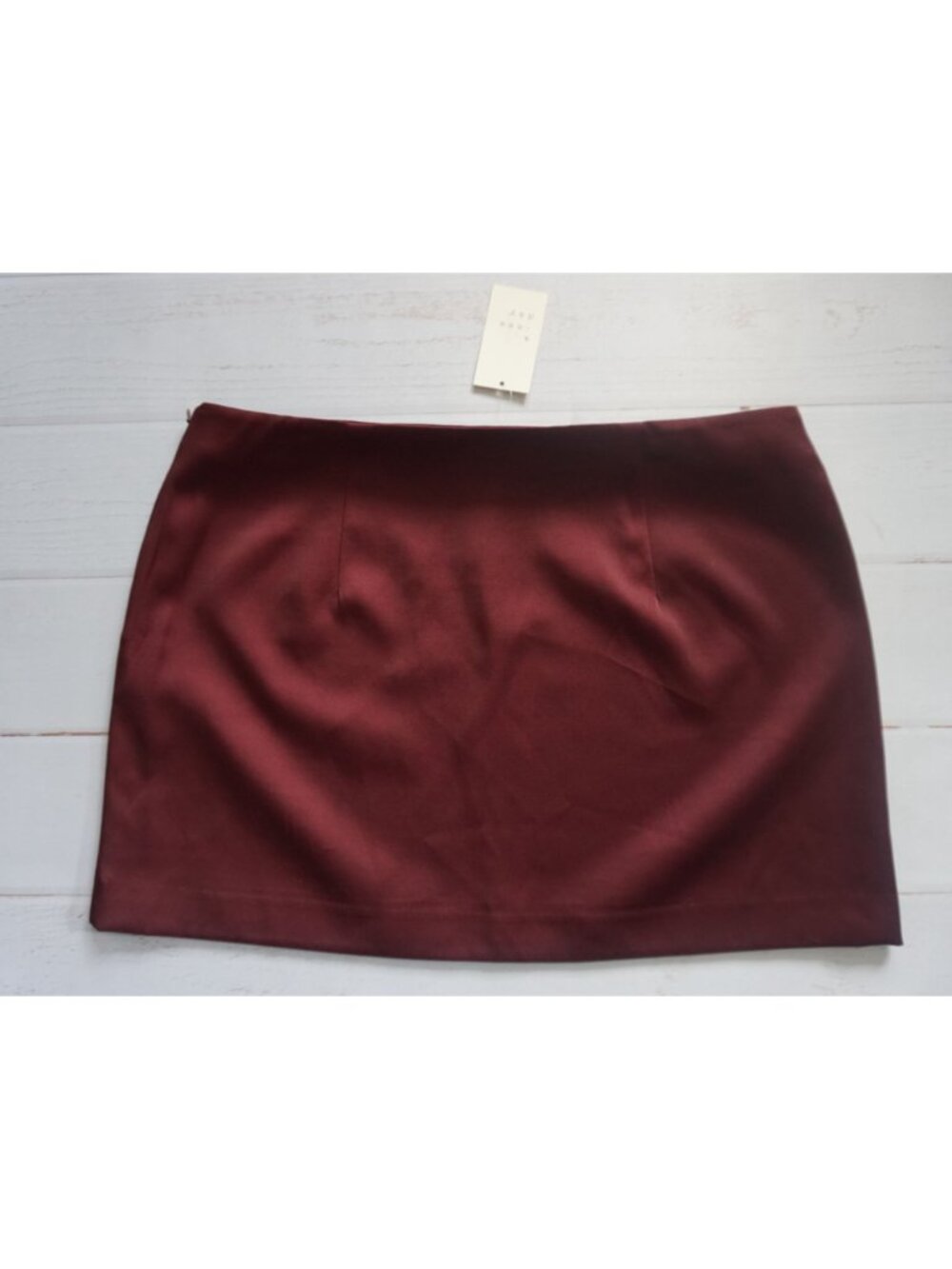 a New Day Women's Burgundy Mini Satin Party Skirt - Size 16, NWT - Picture 4 of 10
